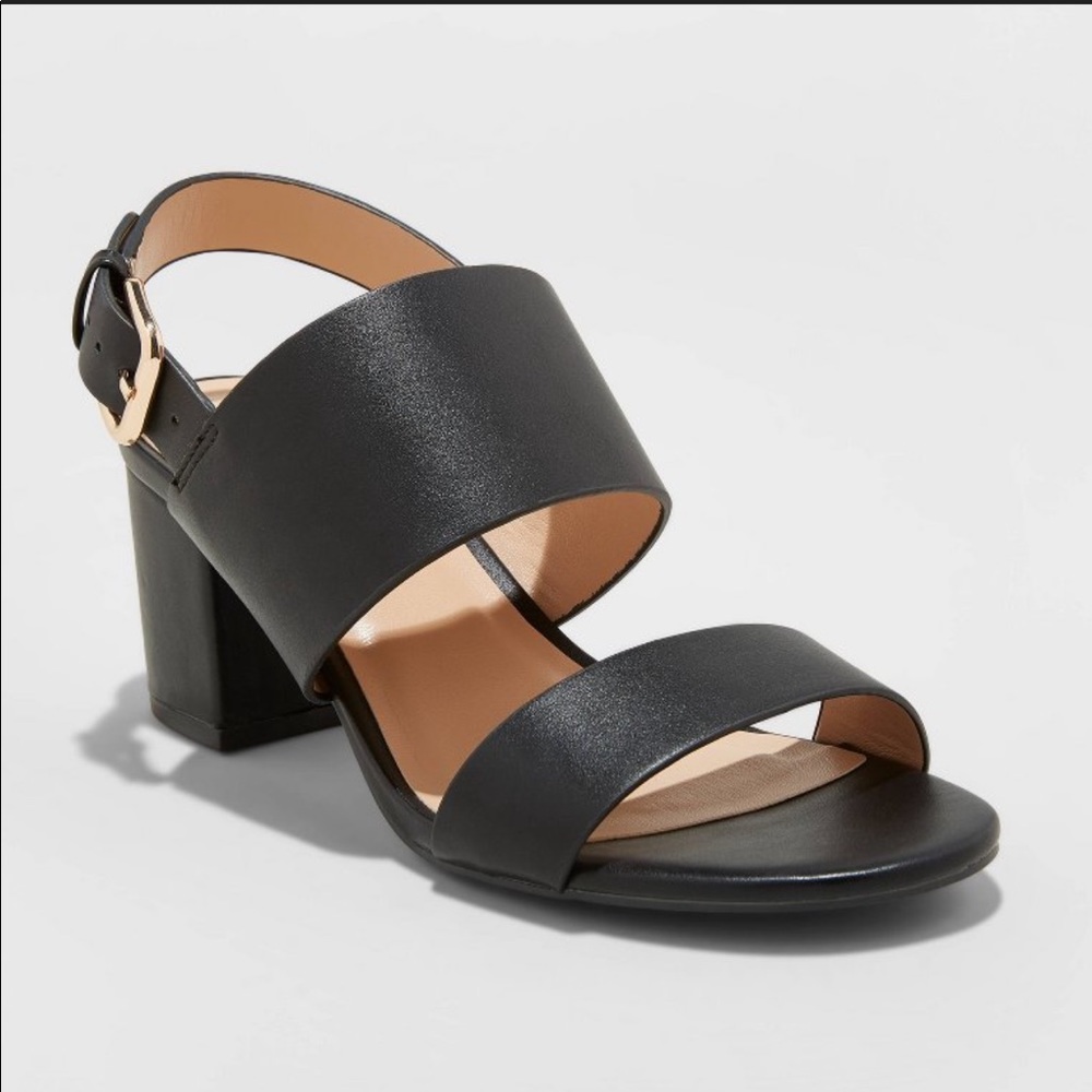 SOLD Faux leather two strap sandal pumps - Picture 1 of 6